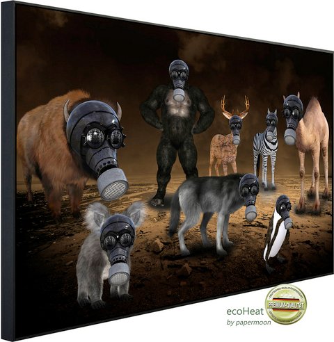 papermoon Infrarotheizung »EcoHeat - Gasmasken Tiere«, Matt-Effekt - bunt