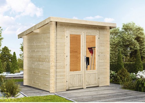 WOLFF FINNHAUS Gartenhaus »Lüttich«, Holz, BxHxT: 240 x 222 x 240 cm (Außenmaße inkl. Dachüberstand) - beige