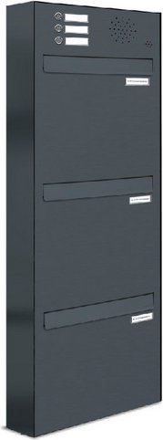 AL BRIEFKASTENSYSTEME Briefkasten, Parteien: 3, Zaundurchwurf, BxHxT: 38,5 x 115 x 11,6 cm - grau