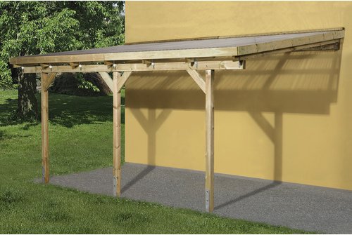 WEKA Terrassenüberdachung »671 Gr. 4«, Breite: 427 cm, Dach: Kunststoff, gruen|braun