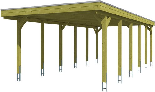 SKANHOLZ Carport »Friesland«, BxT: 397 x 860 cm, Firsthöhe: 241 cm, imprägniert - gruen