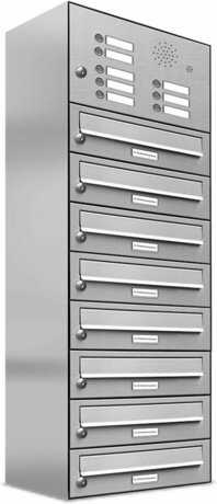 AL BRIEFKASTENSYSTEME Briefkasten, Parteien: 8, BxHxT: 38,5 x 115 x 27,5 cm - silberfarben