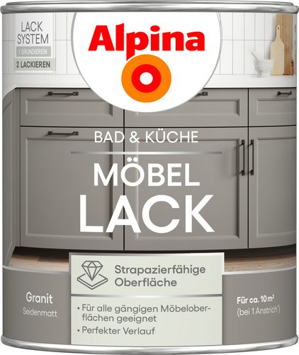 Thumbnail - ALPINA Möbel-Lack »Bad & Küche«, Granit, seidenmatt, 750 ml - grau