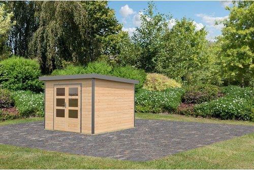 KARIBU Gartenhaus »Haby 6 A«, BxHxT: 309 x 218,5 x 270 cm (Außenmaße inkl. Dachüberstand), Wandstärke 28 mm - braun