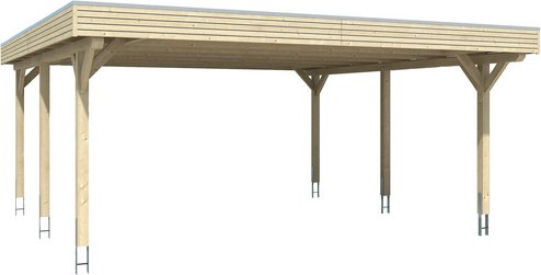 SKANHOLZ Carport »Spessart«, BxT: 611 x 604 cm, Firsthöhe: 258 cm, lasiert - braun