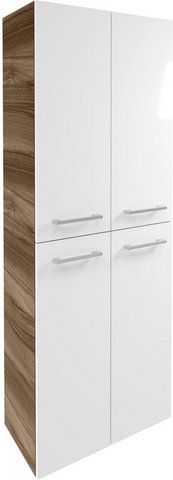 FACKELMANN Doppel-Hochschrank »Verona«, 2 Türen, inkl. Wäschekorb, Nussbaum/Weiss, 600 x 1620 x 320 mm