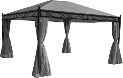 MVG Pergola »MVG-HA014«, 4 x 3 m, 7-cm-Stahl-gestell mit Seitenwand und Moskitonetz - grau