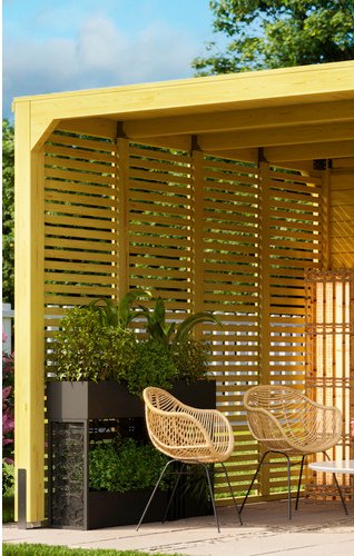 KARIBU Lamellenwand »Cubus«, Fichtenholz, BxH: 295 x 223 cm - beige