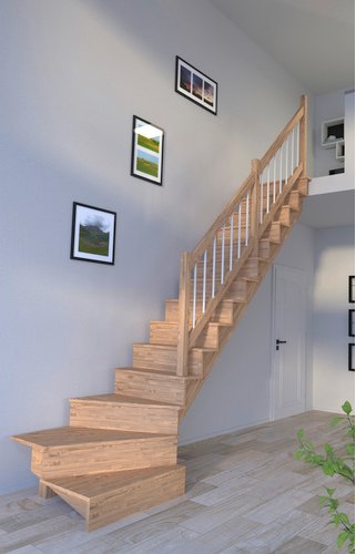 STARWOOD Systemtreppe »Lindos«, Eichenholz, 13 Stufen, max. Geschosshöhe 300 cm - braun