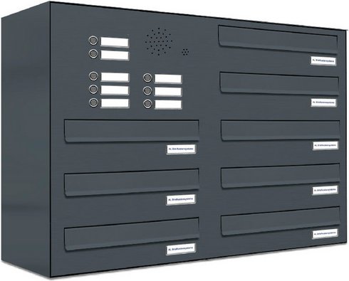 AL BRIEFKASTENSYSTEME Briefkasten, Parteien: 8, Zaundurchwurf, BxHxT: 153,204 x 57,5 x 27,5 cm - grau