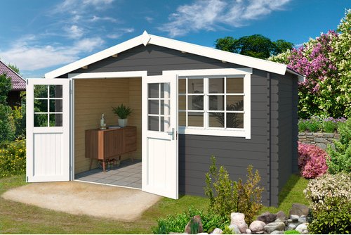 LASITA MAJA Gartenhaus »Axel«, BxHxT: 451,1 x 245,1 x 250 cm (Außenmaße inkl. Dachüberstand), Holz - grau