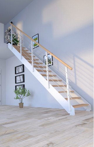 STARWOOD Systemtreppe »Kos«, Metall, 14 Stufen, max. Geschosshöhe 300 cm - braun