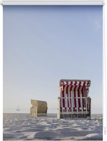 Thumbnail - Lichtblick Rollo, Klemmfix, 100x150 cm, Strandkorb, blau beige