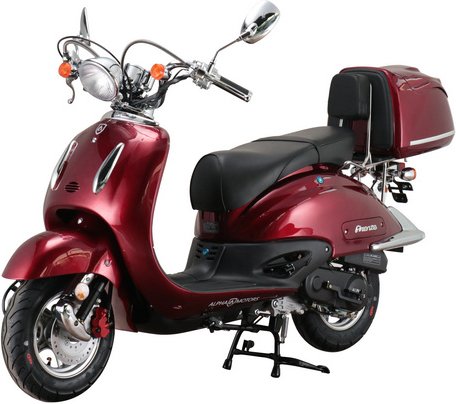 ALPHA MOTORS Mofa »Firenze«, Retro, 50 ccm, 25 km/h, EURO 5, weinrot, inkl. Topcase