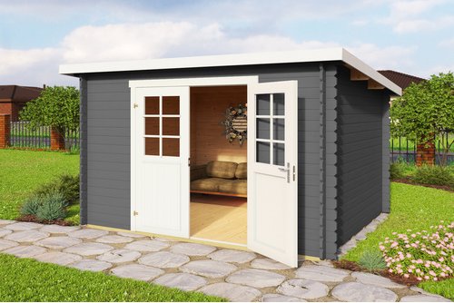 Mr. GARDENER Gartenhaus »Malta«, Holz, BxHxT: 300 x 211 x 290 cm (Außenmaße) - grau