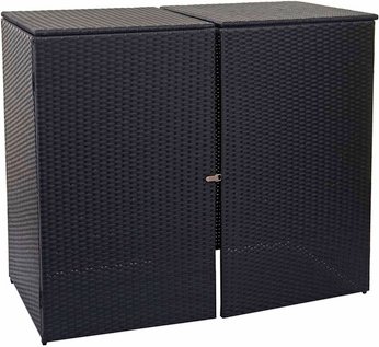 MVG Mülltonnenverkleidung »MVG-E35«, BxHxT: 130 x 176 x 131 cm, Poly-Rattan, 2 x 120 L - schwarz
