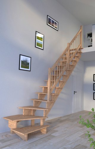 STARWOOD Systemtreppe »Lindos«, Eichenholz, 13 Stufen, max. Geschosshöhe 300 cm - braun