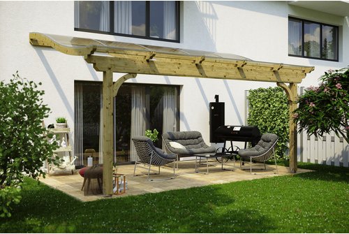 SKANHOLZ Terrassenüberdachung »Verona«, Breite: 541 cm, Dach: Polycarbonat (PC), natur - beige