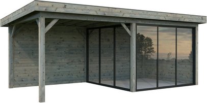 PALMAKO Pavillon »Lenna«, Aufstellmaße BxTxH: 628 x 340 x 245 cm, tauchgrundiert, Holz - grau