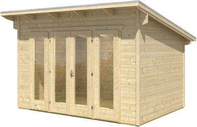 SKANHOLZ Gartenhaus »Ostende«, Holz, BxHxT: 440 x 264 x 380 cm (Außenmaße inkl. Dachüberstand) - beige