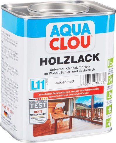 CLOU Holzlack »AQUA«, für innen, 0,75 l, farblos, seidenmatt - transparent
