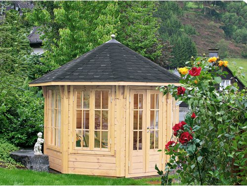 WOLFF Holzpavillon »Milano 3.0«, achteckig, achteckig, BxT: 300,3 x 300,3 cm, inkl. Dacheindeckung - beige