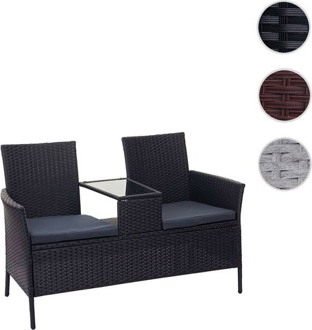 MVG Loungeset »MVG-E24«, Stahl/Glas/Kunststoff, 2-Sitzer, BxHxT: 132 x 84 x 55 cm - schwarz