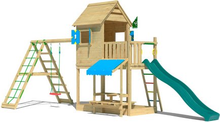 JUNGLE GYM Spielanlage »Cabana«, LxBxH: 277 x 687 x 335 cm, grün - braun