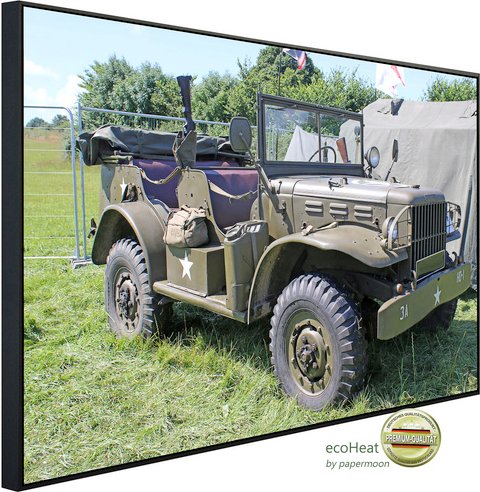 Thumbnail - papermoon Infrarotheizung »EcoHeat - Vintage Militär Jeep«, Matt-Effekt - bunt