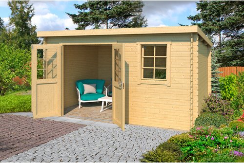 LASITA MAJA Gartenhaus »Amira«, BxHxT: 400 x 210,9 x 313,9 cm (Außenmaße inkl. Dachüberstand), Holz - beige