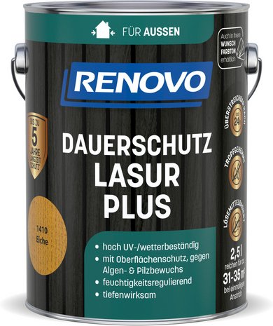 RENOVO Dauerschutzlasur »PLUS«, lmh 2,5L eiche 1410 - braun