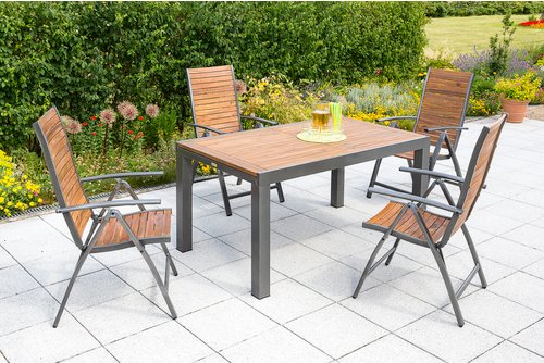 Thumbnail - MERXX Gartenmöbelset »Santorin«, 4 Sitzplätze, Aluminium/Akazienholz - grau