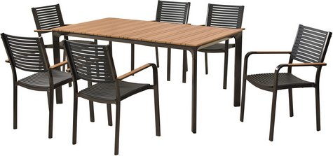 MERXX Gartenmöbel-Diningset »Paliano«, 7 tlg., 6 Sitzplätze, Stahl - schwarz