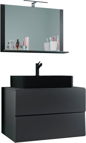 VCM Waschplatz-Set »Lendas«, 3-tlg., 80 cm, anthrazit - grau
