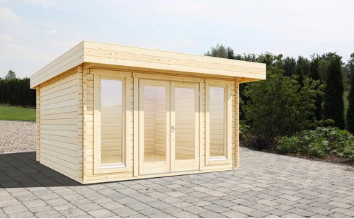 WOLFF FINNHAUS Gartenhaus »Malmö 70-A XL«, Holz, BxT: 410 x 350 cm (Außenmaße inkl. Dachüberstand) - braun