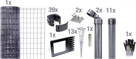 Gust. Alberts GmbH & Co. KG Set Maschendrahtzaun mit Bodenhülse »Fix-Clip Pro«, Breite: 2500cm, anthrazit - schwarz