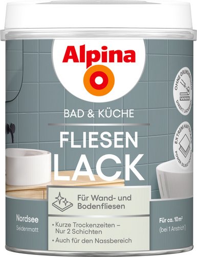 ALPINA Fliesen-Lack »Bad & Küche«, Nordesee, seidenmatt, 750 ml - blau