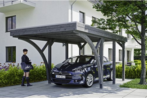 SKANHOLZ Carport »Friesland Set 6«, BxT: 314 x 555 cm, Firsthöhe: 241 cm, lasiert - grau
