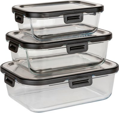 WENKO Frischhaltedose »Black Outdoor Kitchen«, transparent/silberfarben/schwarz, geeignet für: Küche