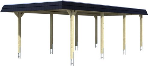 SKANHOLZ Carport »Wendland«, BxT: 409 x 870 cm, Firsthöhe: 247 cm, farbbehandelt - weiss