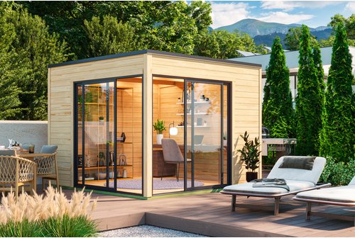 LASITA MAJA Blockbohlenhaus »Palermo«, BxHxT: 300 x 239,4 x 300 cm (Außenmaß inkl. Dachüberstand), naturbelassen - braun