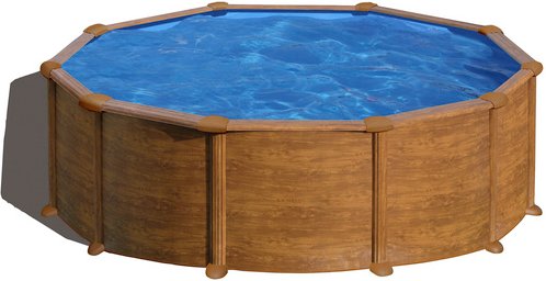 Thumbnail - GRE Rundpool, Holzoptik, ØxH: 460 x 132 cm - braun