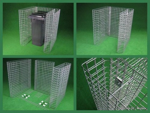 Gabiona Gabionen-Mülltonnenverkleidung, galvanisch verzinkter Stahl - silberfarben