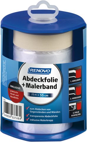 RENOVO Malerband, Kunststoff, transparent, inkl. Dispenser