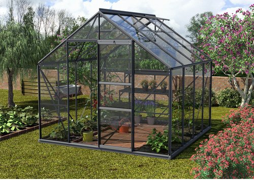 VITAVIA Gewächshaus »Merkur«, 6,7 m², Aluminium/ESG Glas, winterfest - grau
