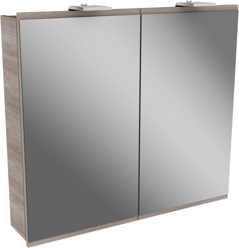 FACKELMANN Spiegelschrank »LIMA«, BxHxT: 80 x 73 x 15,3 cm, 5870-6190 K, kaltweiß, 2W - grau