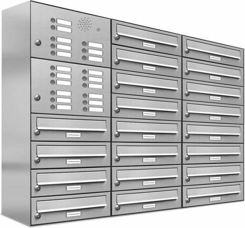 AL BRIEFKASTENSYSTEME Briefkasten, Parteien: 20, Aufputzmontage, BxHxT: 153,139 x 92,0 x 27,5 cm - silberfarben