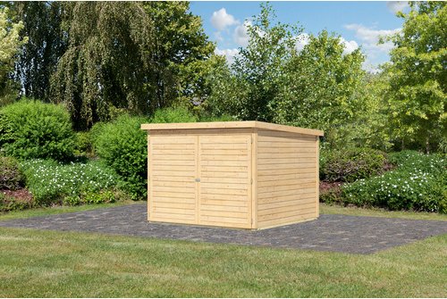 KARIBU Gartenhaus »Fahrradgarage 4«, BxHxT: 226 x 167 x 212 cm (Außenmaße inkl. Dachüberstand), Wandstärke 19 mm - braun