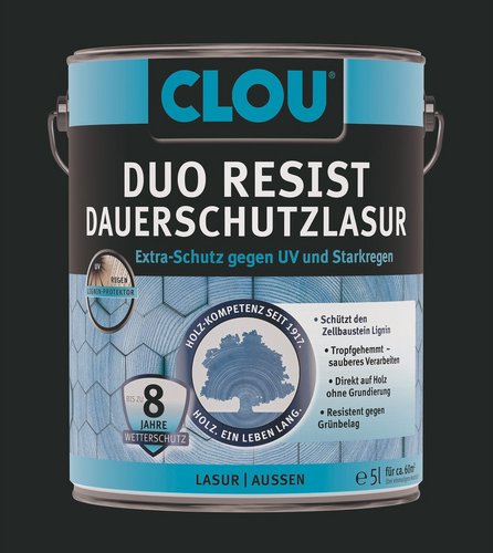 CLOU Holzlasur »DuoResist Dauerschutzlasur«, 5 l, Nussbaum, für ca. 12 m²/l - braun