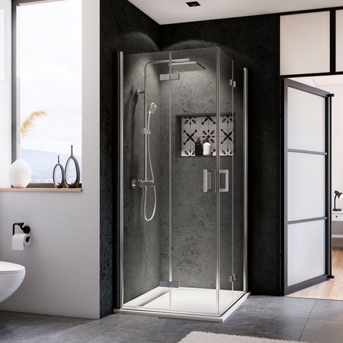 BREUER Eckeinstieg »Panorama«, 900/900 chromeffekt Klarglas inkl. CER - goldfarben